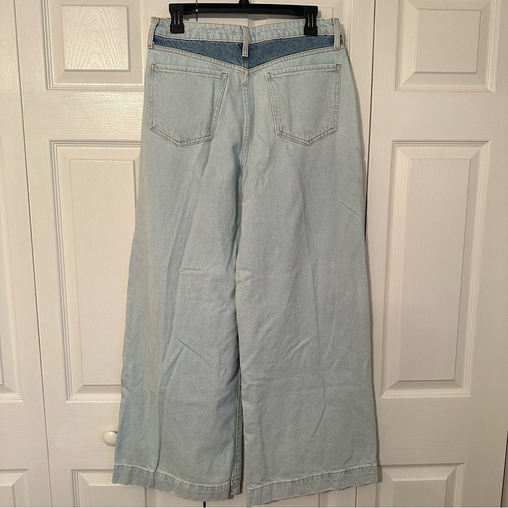 Forever 21 Jeans Womens 29 Light Wash Low Rise Wide Leg Patchwork Distressed - Picture 2 of 13